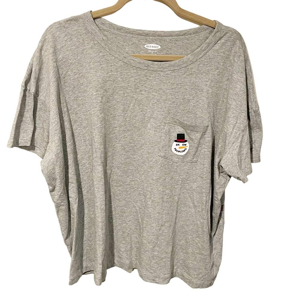 Old Navy Size XL Grey Snow Man Funny Graphic Crewneck Tshirt NEW‎ NWT
